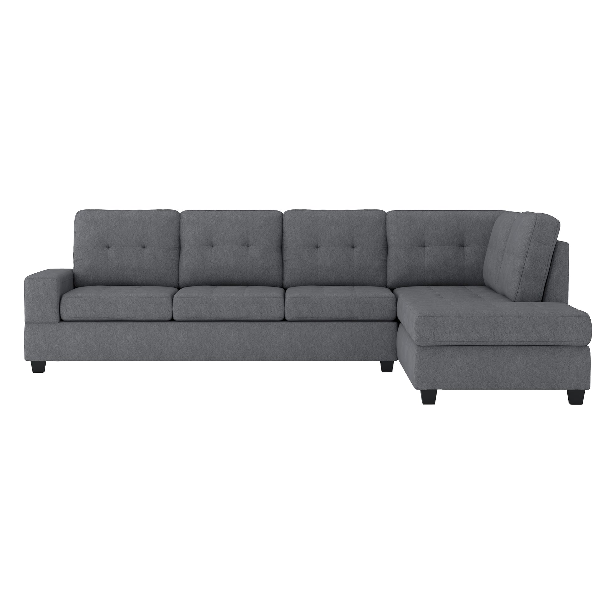 Modern Living Room 3 Piece Sectional Reversible Sofa Chaise Storage Ottoman Tufted Detail Dark Gray Microfiber Upholstered Drop Down Cup Holder Solid Wood Frame Furniture Dark Gray Microfiber Wood