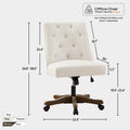 Upholstered Swivel Desk Chair, Armless Home Office Chair, Chenille Fabric Adjustable Height Computer Chair With Wheels For Study ,Beige Caster Solid Gray Office Handle Birch Wing Back Armless Wood