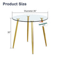 Round Dining Table With Glass Top, Gilded Metal Legs, Exquisite Living, Starting From The Details, The Gold Legs Show An Extraordinary Texture, Which Is The Finishing Touch To Your Home. Transparent Glass Metal