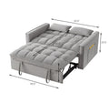 4 In1 Loveseat Sofa Bed With Armrests & Storage Pockets, Multi Function Tufted Pull Out Sofa Bed With Adjustable Backrest And Pillows, Convertible Loveseat Sofa Couch, Gray Gray Velvet Primary Living Space Medium Soft Tufted Back American