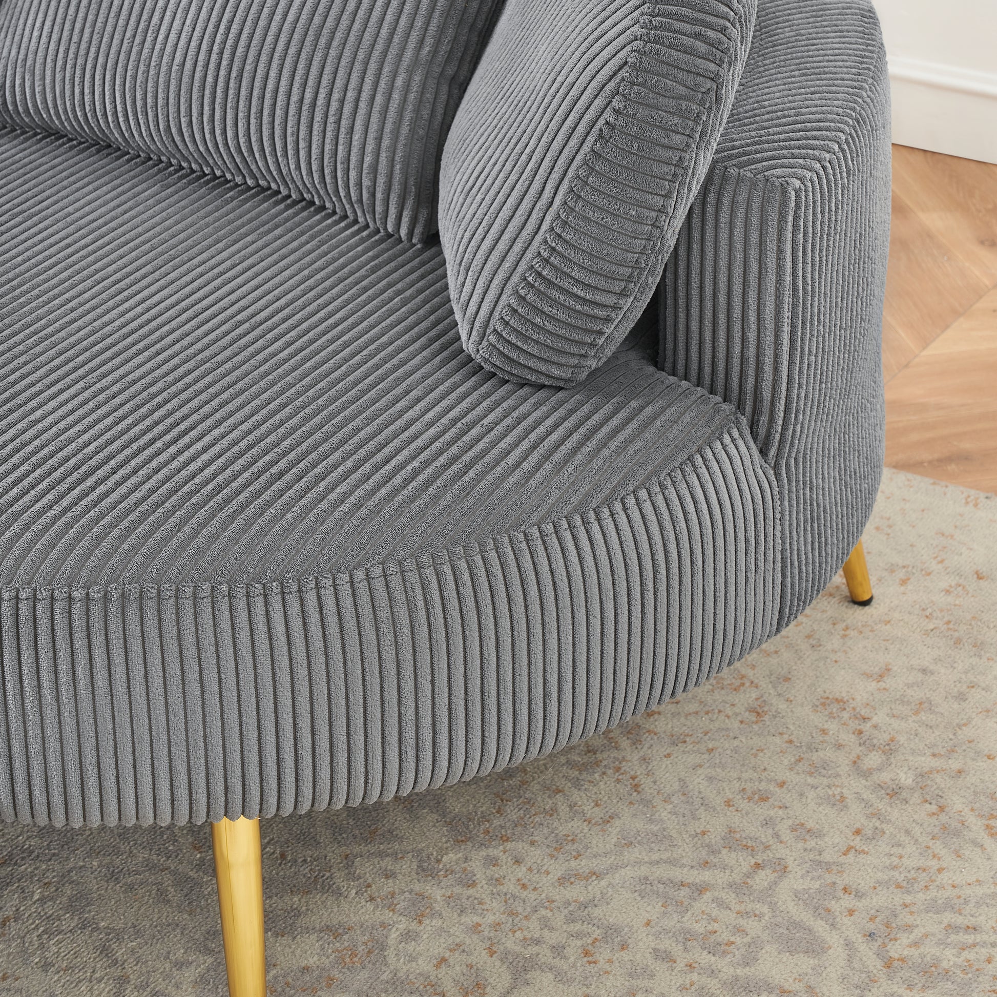 43 Inches Single Grey Comfortable Chair, Single Chair Soft And Comfortable, Suitable For Meeting Room, Living Room, Bedroom Gray Corduroy 1 Seat