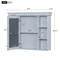 35'' X 28'' Blue Wall Mounted Bathroom Storage Cabinet With Mirror Door, Modern Bathroom Wall Cabinet With Mirror, Medicine Cabinet With 6 Open Shelves Blue 1 Adjustable Shelves Wall Mounted Luxury Mdf Glass Painted