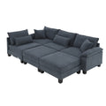 Wide Seat Corduroy Modular Sectional Sofa Bed,Sleeper Couch Set With Armrest Pillow,6 Seat Free Combination Sofa With Ottomans,Oversized Indoor Furniture For Living Room, 2 Colors Gray Corduroy 6 Seat