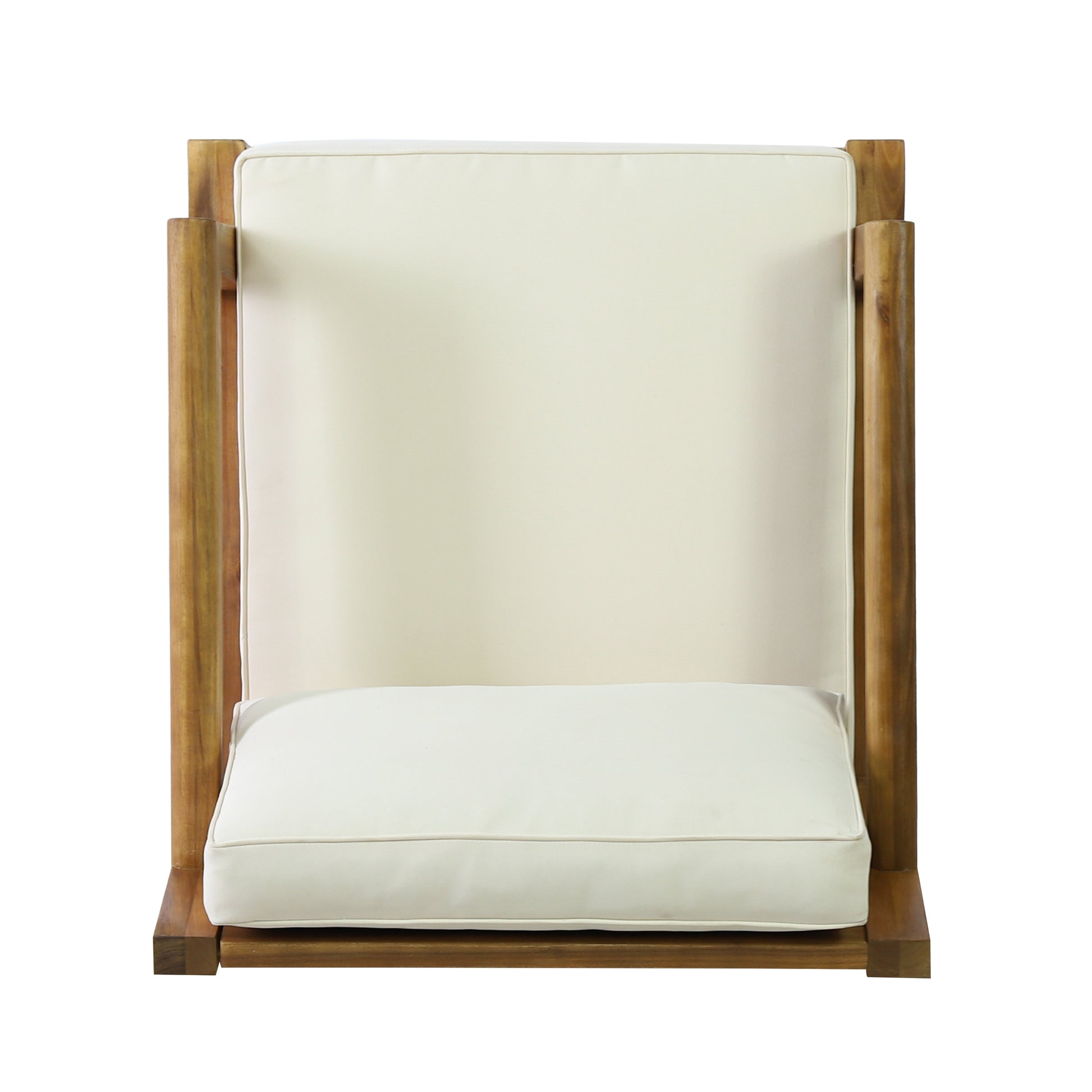 Outdoor Club Chairs With Cushions, 29'' H X 26.5'' W X 29'' D, Acacia Wood Teak Finish Beige Beige Acacia Wood