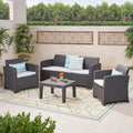 St. Johns 5 Seater Rattan Style Chat Set Grey Grey Fabric