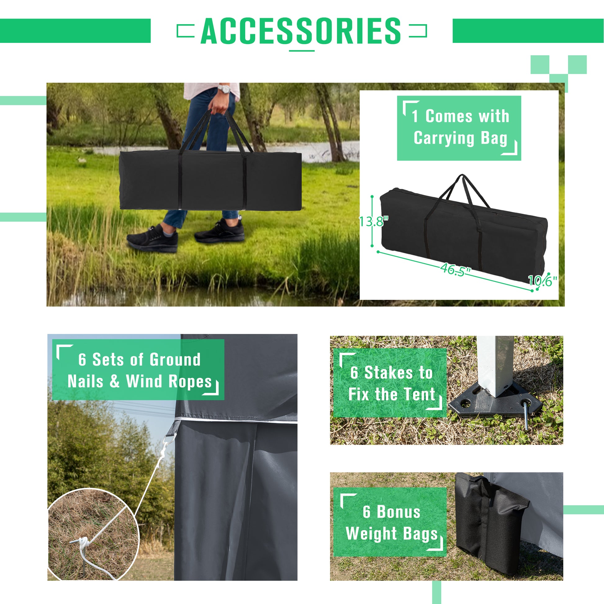 10'X20' Pop Up Canopy Tent With 6 Sidewalls, Ez Pop Up Outdoor Canopy For Parties, Waterproof Commercial Tent With 3 Adjustable Heights, Carry Bag, 6 Sand Bags, 6 Ropes And 12 Stakes, Gray Gray