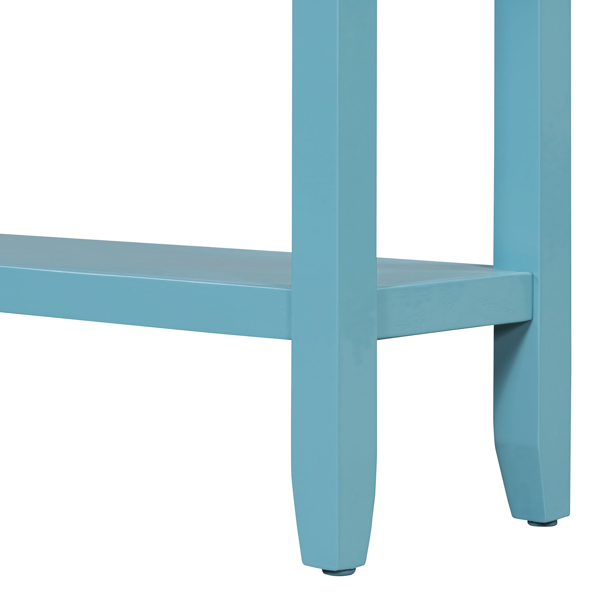 Rustic Entryway Console Table, 60" Long Sofa Table With Two Different Size Drawers And Bottom Shelf For Storage Turquoise Green Turquoise Green Solid Wood