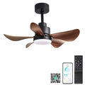 28 Lnch Ceiling Fan With Lights Remote Control,Small Ceiling Fan Flush Mount, 5 Reversible Blades, Low Profile Ceiling Fan 6 Speeds 3 Colors For Bedroom Kitchen Black Brown Casual,Classic Abs Steel Q235