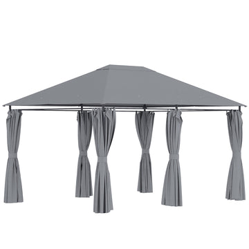 Outsunny 10' X 13' Outdoor Patio Gazebo, Canopy Shelter With 6 Removable Sidewalls & Steel Frame For Garden, Lawn, Backyard & Deck, Gray Grey Polyester