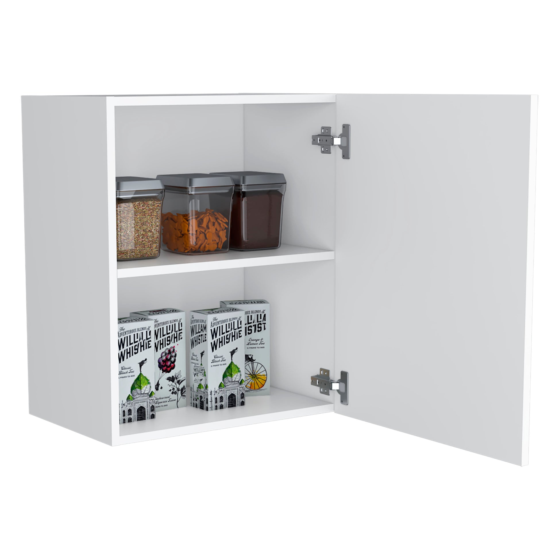 Manchester 20" Wide One Door And Two Shelves Wall Cabinet 1 2 Shelves White Dining Room Modern Particle Board