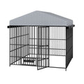 Large Dog Kennel Outdoor Pet Pens Dogs Run Enclosure Animal Hutch Metal Coop Fence With Roof Cover 6.6'L X 6.6'W X 6.4'H Black Silver Outdoor Kennel Xxl 91 Lbs Iron