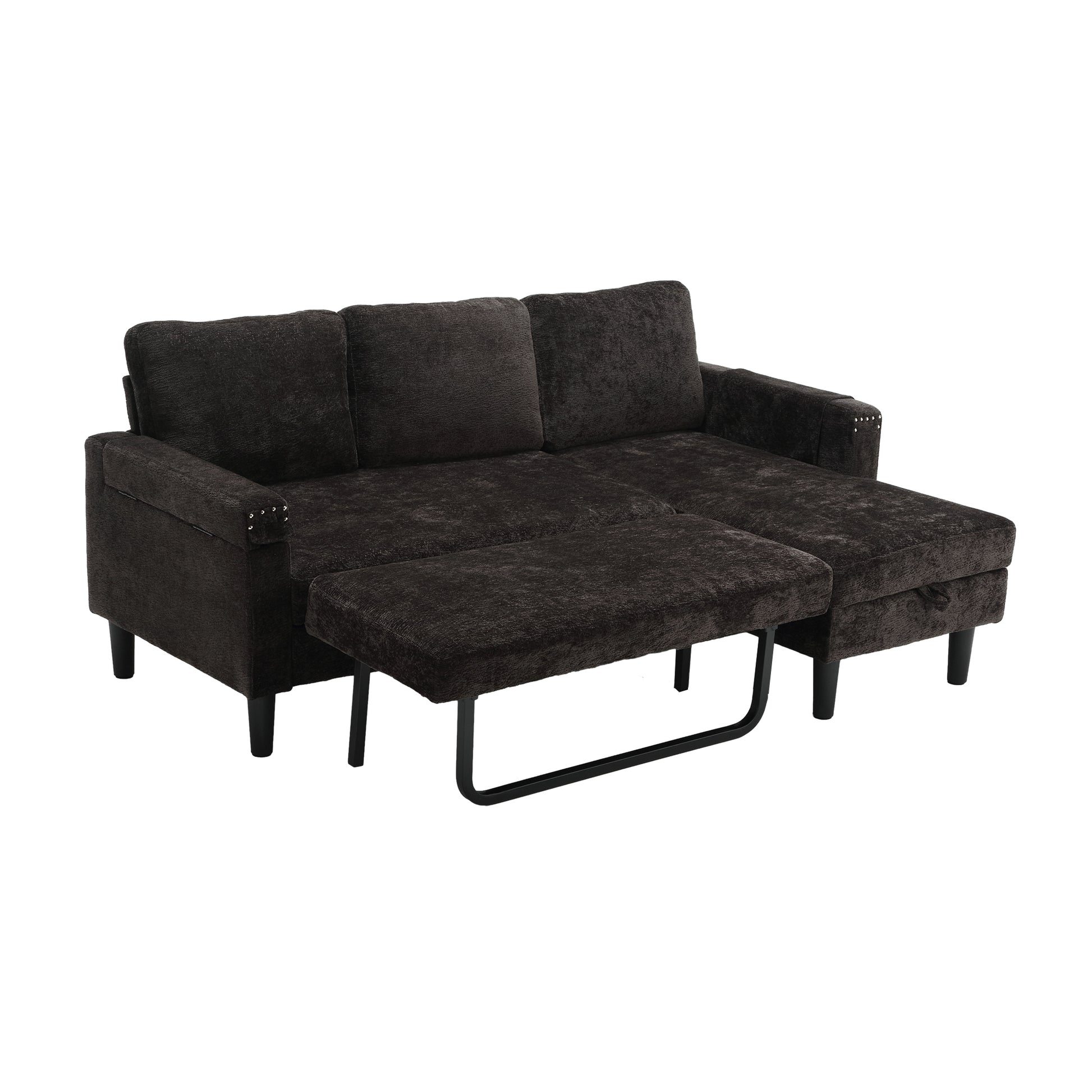 United Sectional Sofa Reversible Sectional Sleeper Sectional Sofa With Storage Chaise Black Chenille