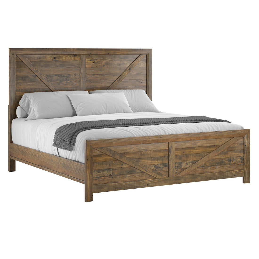 Lisque Brown King Bed King Brown Solid Wood