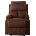 Chocolate Pillow Top Arm Recliner Chocolate Microfiber Manual Handle Wood Primary Living Space Pillow Back Handle Pillow Top Arms Microfiber