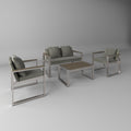 Aluminum And Rattan Modern 4 Piece Sofa Seating Group For Patio Garden Outdoor Yes Complete Patio Set Gray Silver Mildew Resistant Frame Fade Resistant Cushion Garden & Outdoor Modern Complete Patio Sets Aluminium Aluminium