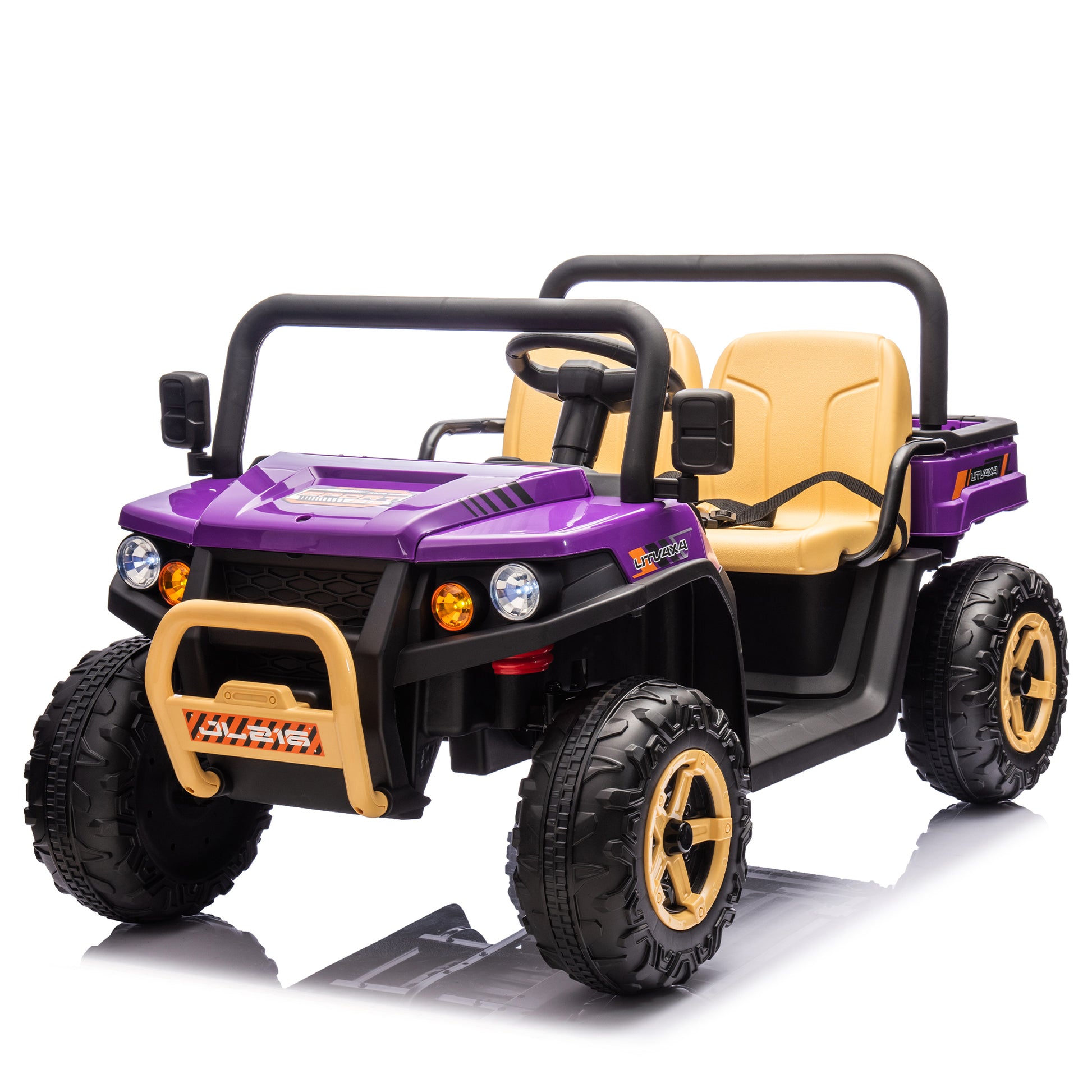 24V Xxxl Kids Ride On Utv W Parents Remote Control,Two Seater,Automatic Tipping Bucket,Rear Wheel Suspension,Slow Start,Portable Handle,Safety Belt,Led Light,Usb,Mp3,Bluetooth,Horn For Kids Aged 3 8. Purple 50 99 Lbs Polypropylene