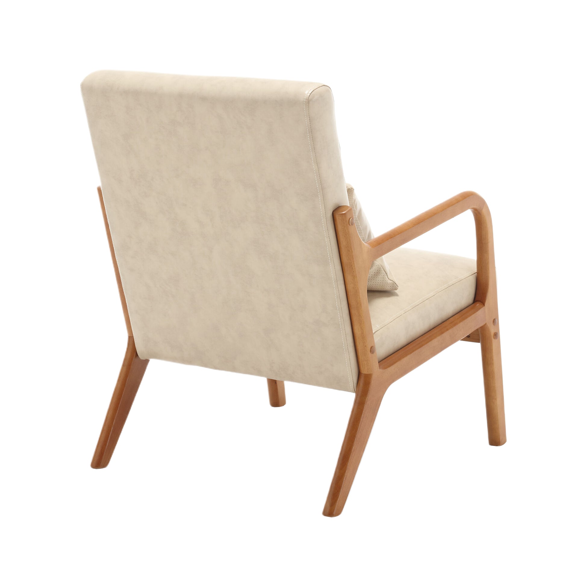 Coolmore Modern Accent Chair, Solid Wood Padding Lounge Armchairs With One Pillow For Living Room, Bedroom, Guest Room Khaki Pu Khaki Brown Primary Living Space Modern Rubberwood Foam Pu Leather