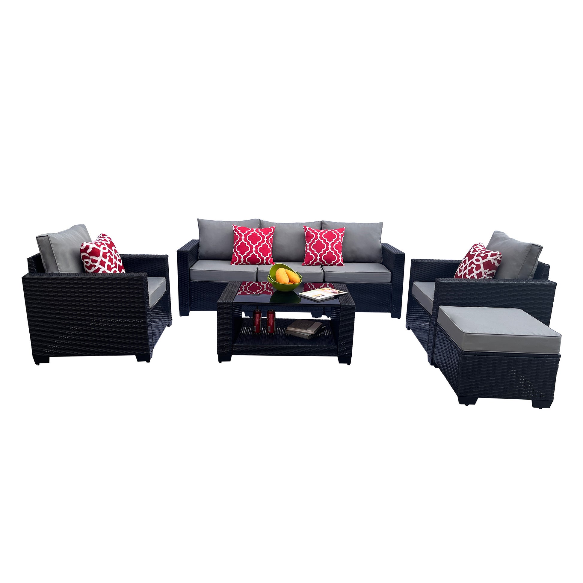 Outdoor Garden Patio Furniture 7 Piece Pe Rattan Wicker Cushioned Sofa Sets And Coffee Table, Patio Furniture Set Outdoor Couch Outdoor Couch Patio Furniture Outdoor Sofa Patio Couch Yes Complete Patio Set Gray Seats 6 Weather Resistant Frame Water