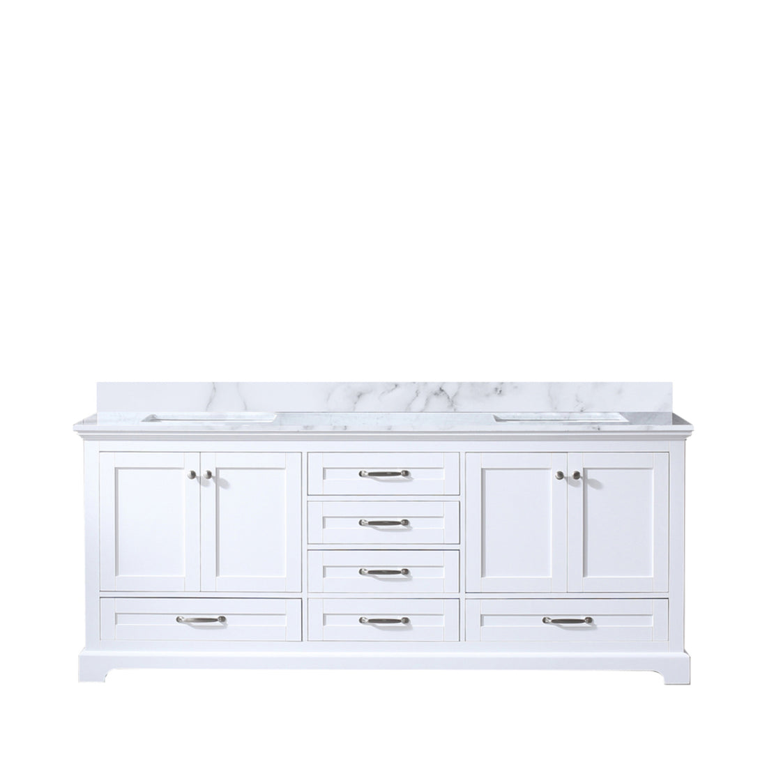 White Double Bath Vanity 80 In. W X 22 In. D, With Carrara Marble Top White Plywood Wood