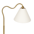 Ornate Brass Ring Base Curved Table Lamp With Triangle White Drum Shade Gold,White Table&Floor Lamps Brass,Metal