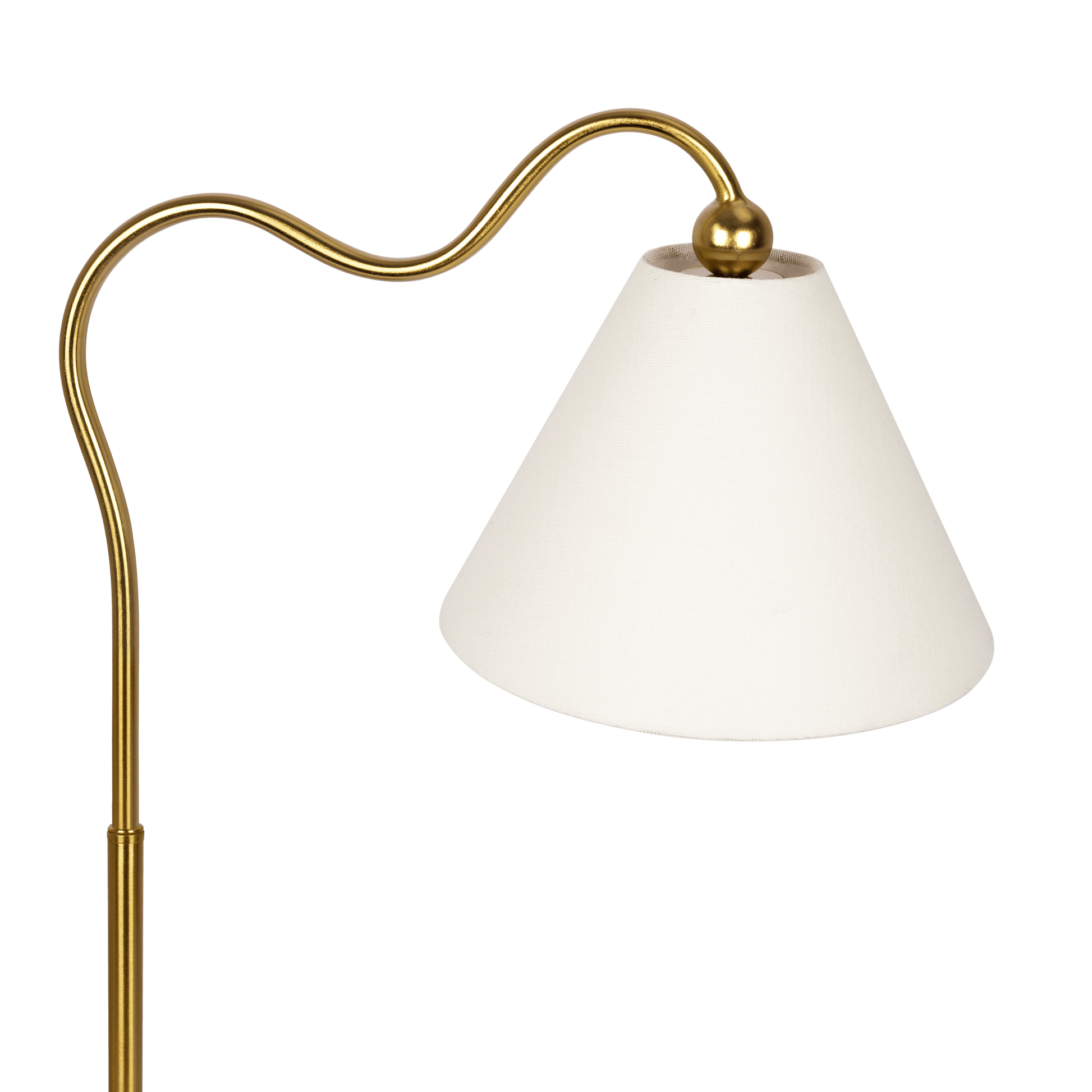 Ornate Brass Ring Base Curved Table Lamp With Triangle White Drum Shade Gold,White Table&Floor Lamps Brass,Metal