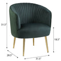 Green And Gold Tufted Back Barrel Chair Green Primary Living Space Modern Velvet