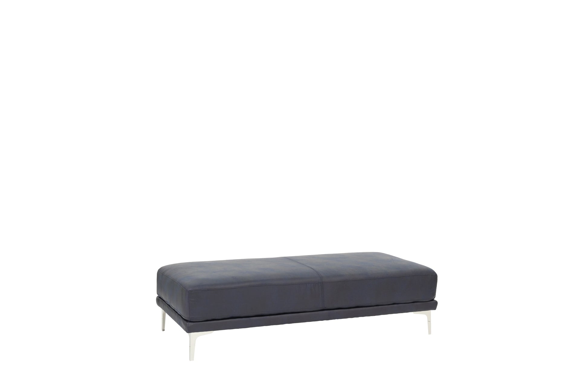Modern Ink Blue Large Ottoman Metal Legs 1Pc Cocktail Ottoman Living Room Blue Faux Leather Primary Living Space Blue Contemporary,Modern Rectangle Bonded Leather