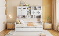 Twin Size Wooden Daybed With 2 Drawers, And All In One Cabinet And Shelf, White Twin White Wood