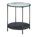 2Pc Modern Occasional Table Set Coffee Table Glass Top End Table Black Metal Finish Living Room Furniture Black Primary Living Space Modern Coffee & End Tables Round Glass,Metal,Wood