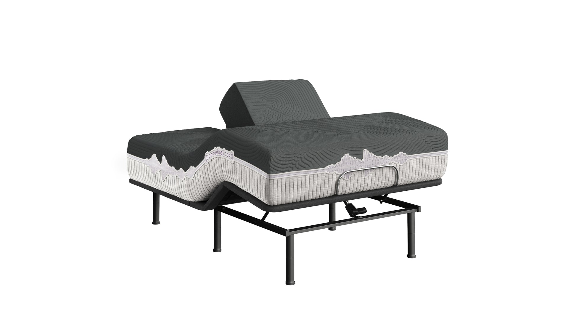 Goodvibesleep Ease Flex Head Mattress And Adjustable Base Comfort Ensemble, Queen Size Gray Foam Queen