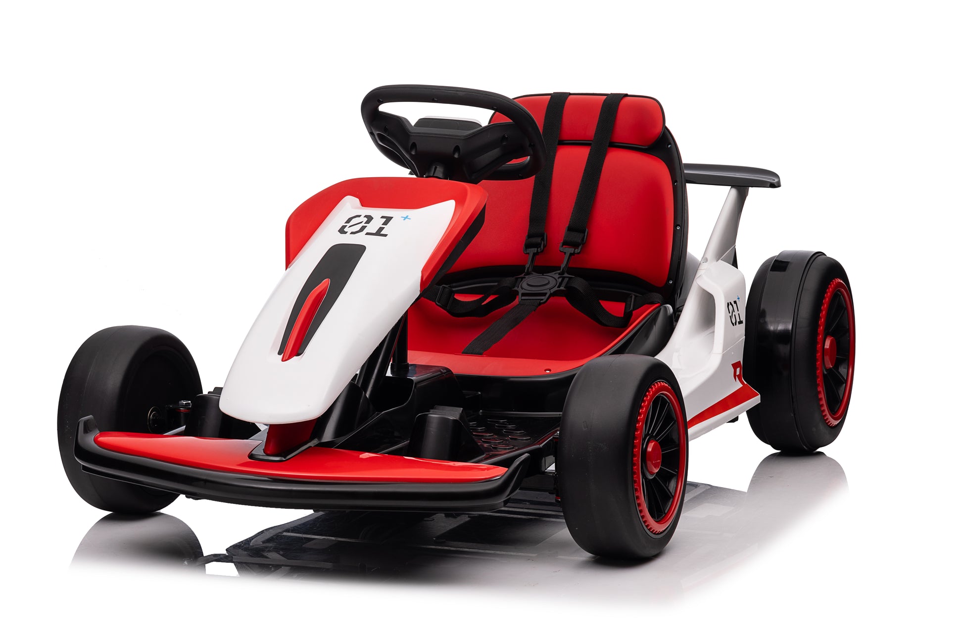 Electric Go Karts, Battery Powered Ride Karts Suitable For Children Aged 6 15, Outdoor Drift Red Abs