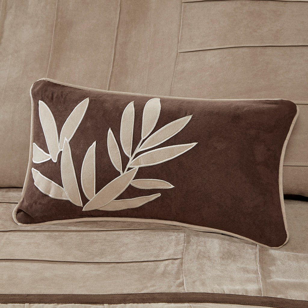 7 Piece Faux Suede Comforter Set Beige Cal King California King Beige Polyester