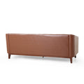 Mirod 81'' Pu Sofa,Tufted Back,Solid Wood Legs,Living Room And Study Light Brown Pu 3 Seat