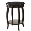 Black End Table With 1 Drawer Black Primary Living Space Drawers Round Wood