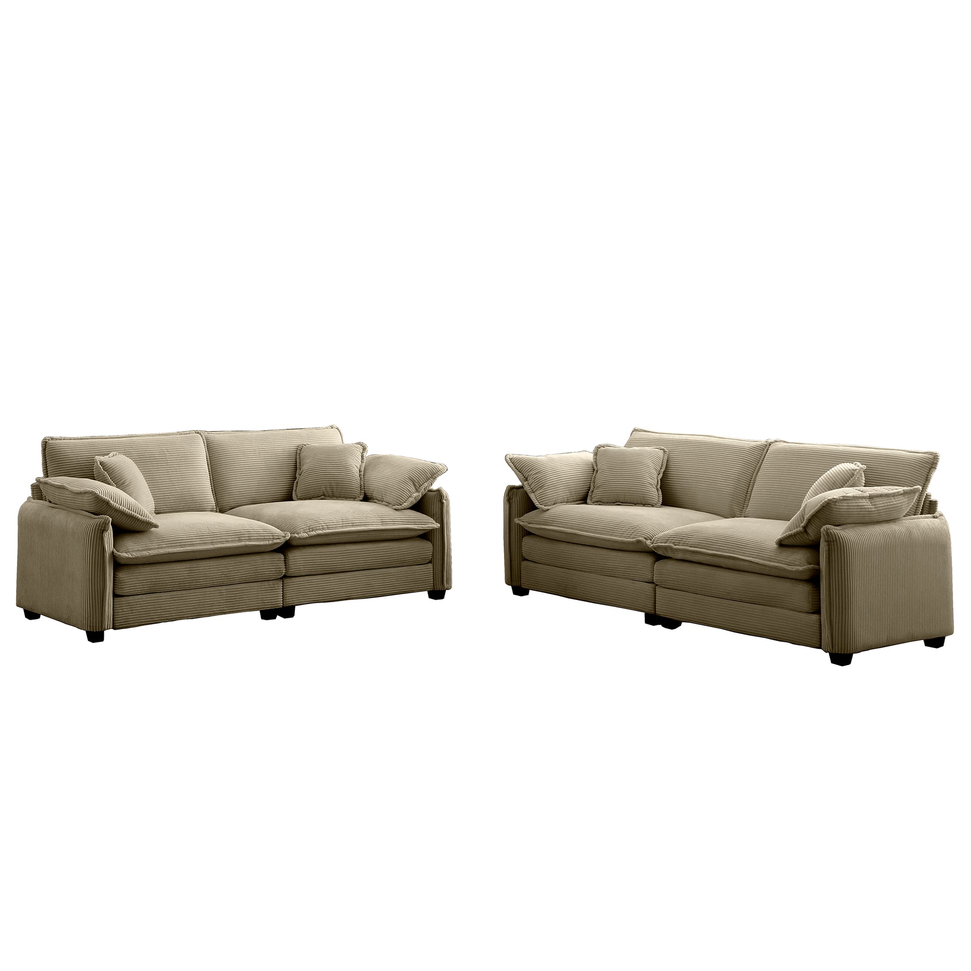 Modern Living Room Sofa Two Piece Set, Suitable For Living Room And Bedroom Sofa Set, Consists Of Two Pieces Of 2 Seater Sofa,Tan Corduroy Tan Corduroy 4 Seat