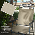 Outsunny Folding Patio Chairs, Set Of 4 Sports Chairs For Adults, Camping Chairs With Armrests,Mesh Fabric Seat For Lawn, Beige Beige Metal