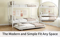 Heavy Duty Sturdy Meta Twin Over Twin With Trundle Bunk Bed L Noise Reduced Safety Guardrail No Box Spring Needed,White Box Spring Not Required Twin White Metal