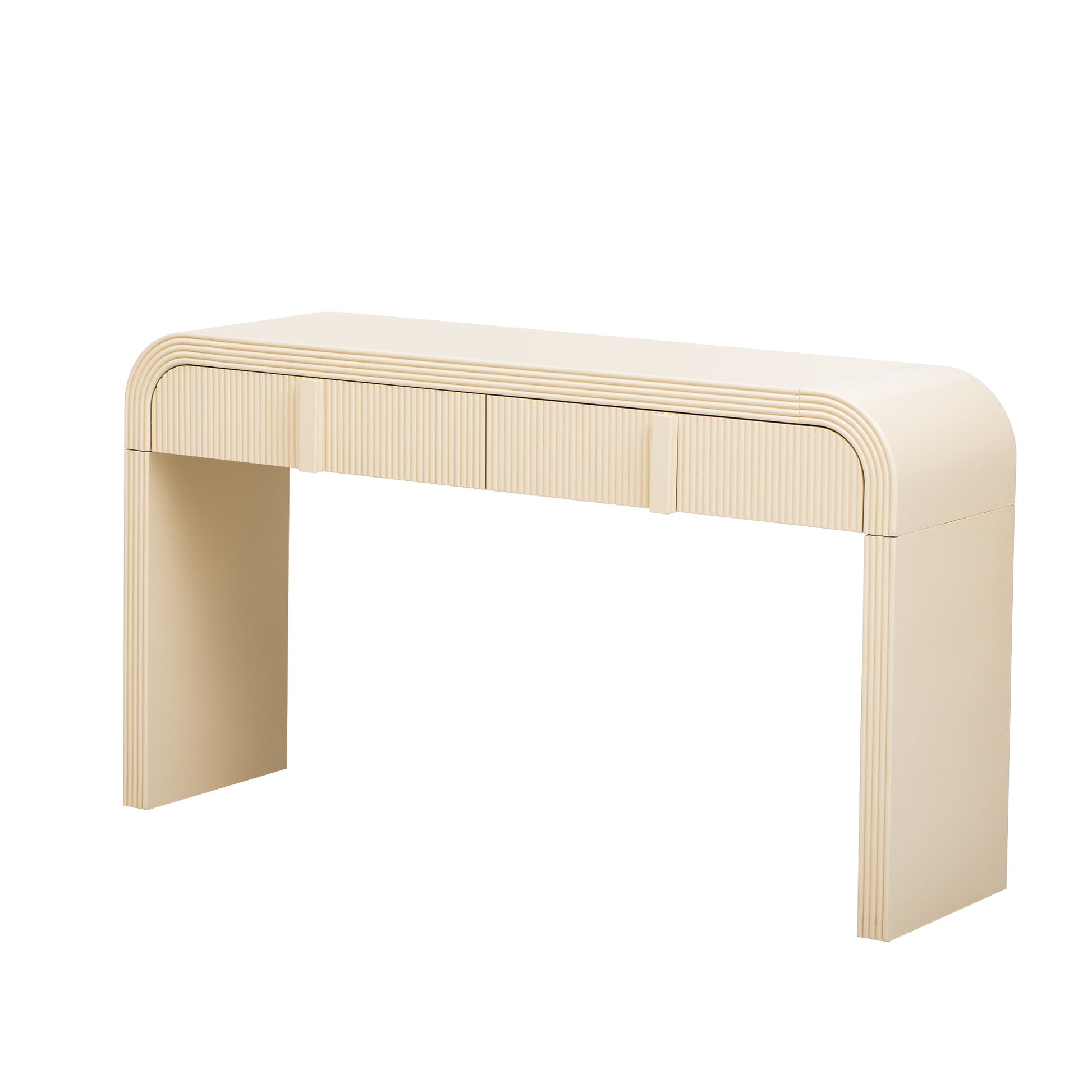 Unique Modern Rounded And Smooth Surface Console Table With 2 Drawers For Living Room And Entryway Apricot Cream Apricot Cream Primary Living Space Drawers Glossy Mdf