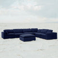 Living Room Modular Armless Sofa Couch, 1 Pc Fabric Upholstered Sectional Sofa With Soft Cushions, Navy Navy Linen Wood Primary Living Space Soft Cushion Back Contemporary,Modern Engineered Hardwood