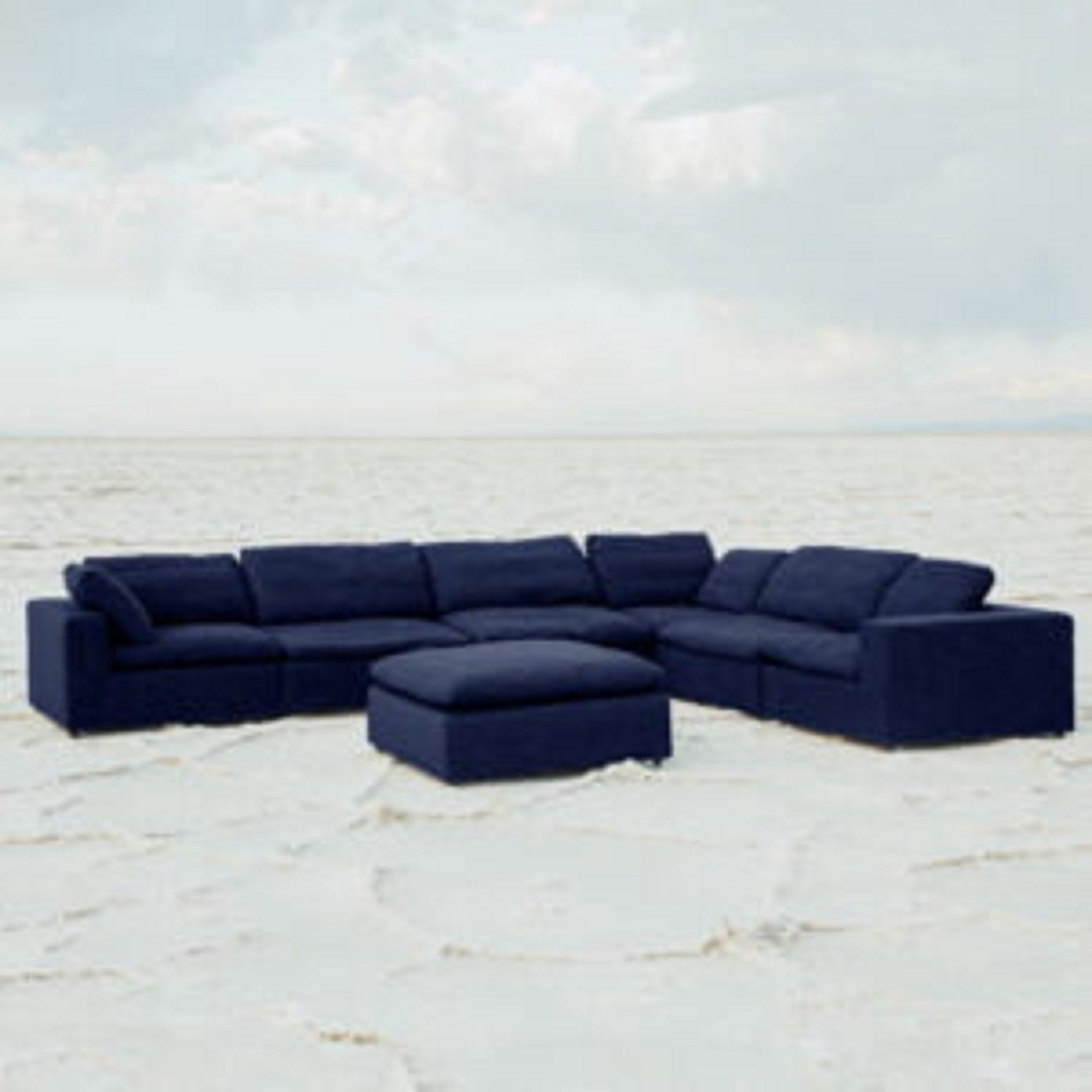 Living Room Modular Armless Sofa Couch, 1 Pc Fabric Upholstered Sectional Sofa With Soft Cushions, Navy Navy Linen Wood Primary Living Space Soft Cushion Back Contemporary,Modern Engineered Hardwood