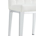 2 Piece Dining Chair Set, Modern Style Kitchen Soft Cushion High Backrest, With Embedded Buttons, Metal Leg Office Chair, Suitable For Restaurants, Offices, And Restaurants. White Pu