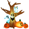 Homcom 7.5' Tall Lighted Halloween Inflatables Outdoor Decorations Haunted Tree With Owl, Ghost, Pumpkins, Blow Up Led Yard Decor For Garden, Lawn, Party, Holiday, Waterproof Multicolor Polyester