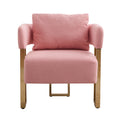 Ts Modern Decorative Chair, Living Room Side Chair With Gold Metal Legs, No Wheels, Suitable For Dressing Area, Reception Room, Office,Teddy Fleece Upholstered Metal Foot Sofas 2Pcs Pink Pink Teddy