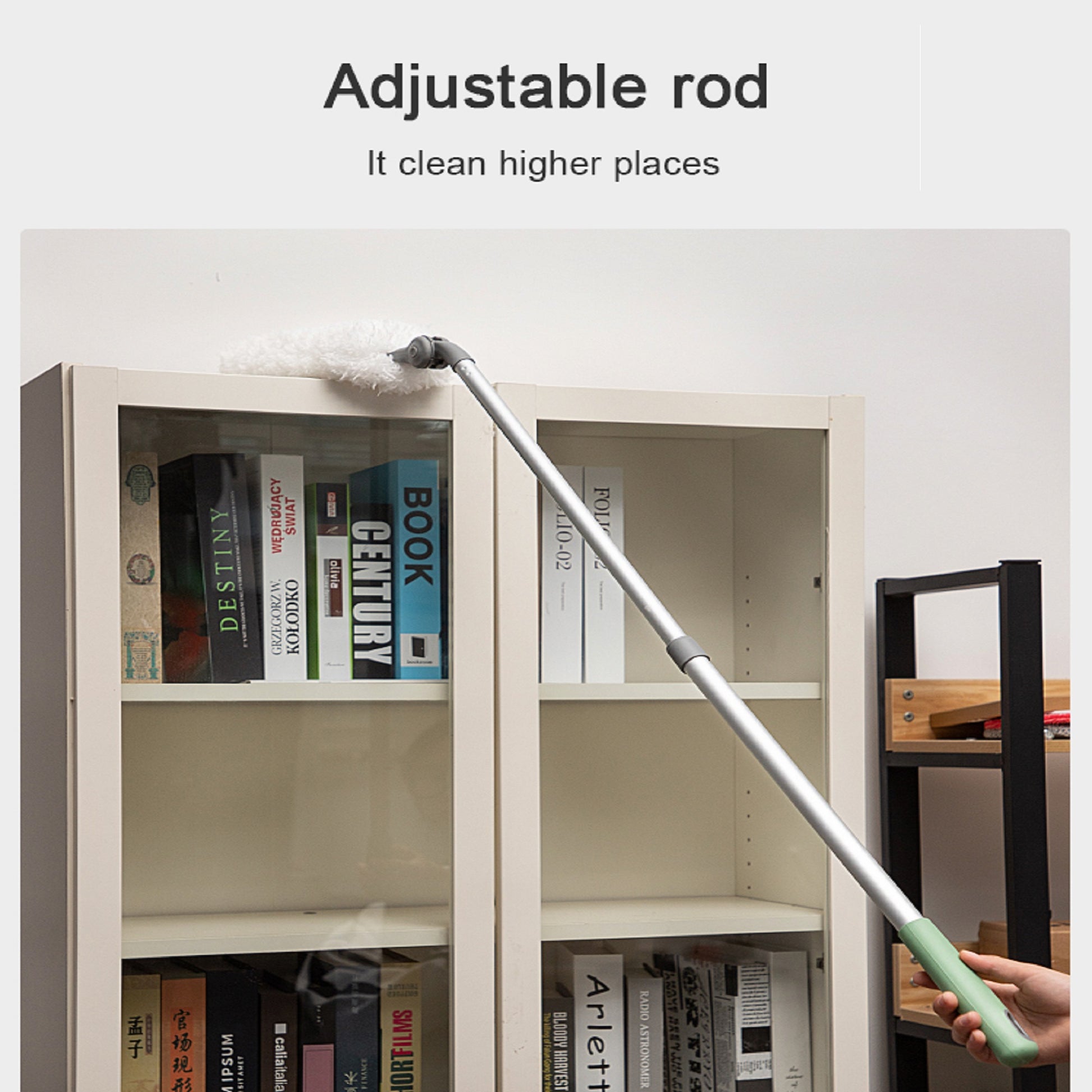 Long Handle Duster,Dust Collector With Extension Bar,Home Duster,Easy To Use And Reusable,White White Microfiber