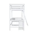 Twin Size Loft Bed With U Shaped Desk, Drawers And Storage Shelves, White Box Spring Not Required Twin White Wood Bedroom Solid Wood Mdf