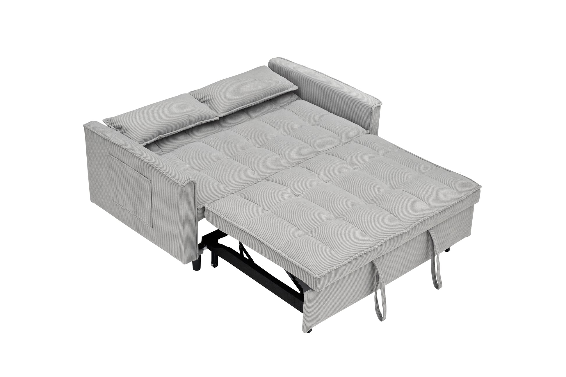 54.30 Inch Double Two Seat Casual Sofa With Pull Out Bed, Living Room Furniture, Light Grey Gray Corduroy 2 Seat