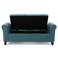 Hayes Armed Storage Bench Teal Fabric