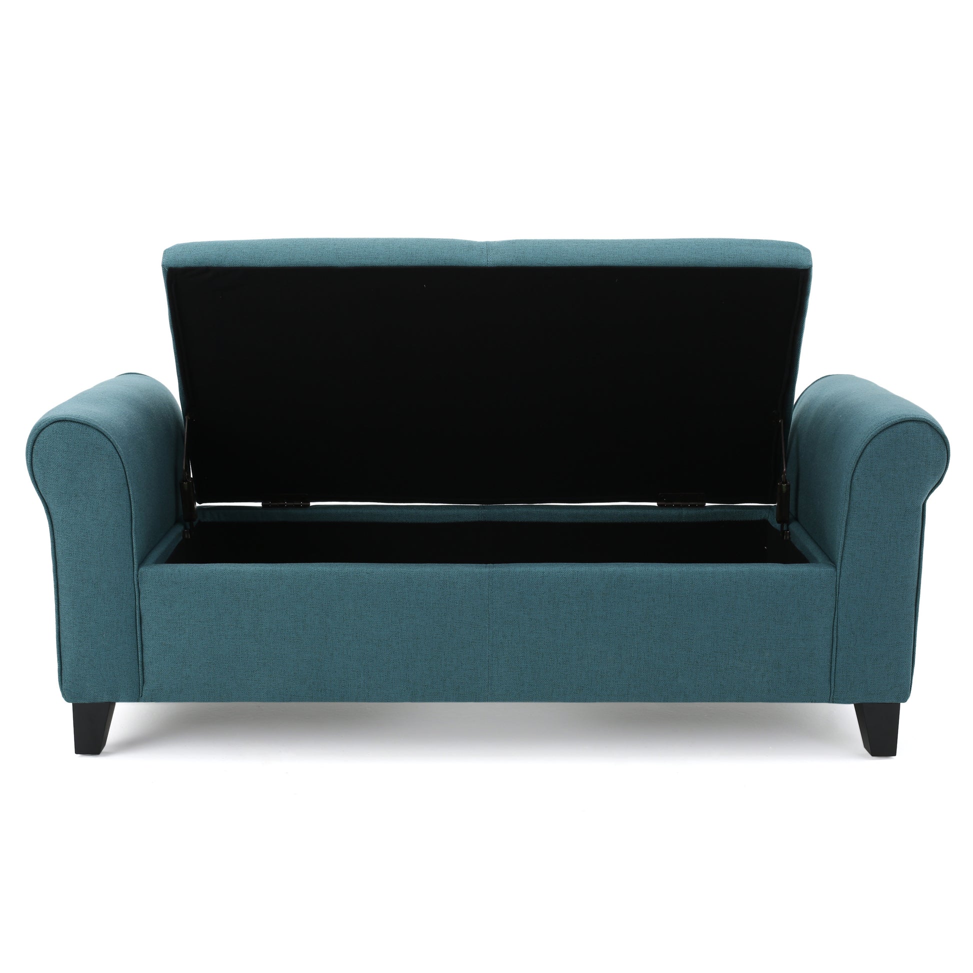 Hayes Armed Storage Bench Teal Fabric