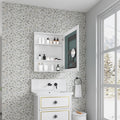 24'' W X 30'' H Surface Frameless Mirror Medicine Cabinet, Beveled Mirror Edges Bathroom Medicine Cabinet, Right Opening Door White Engineered Wood