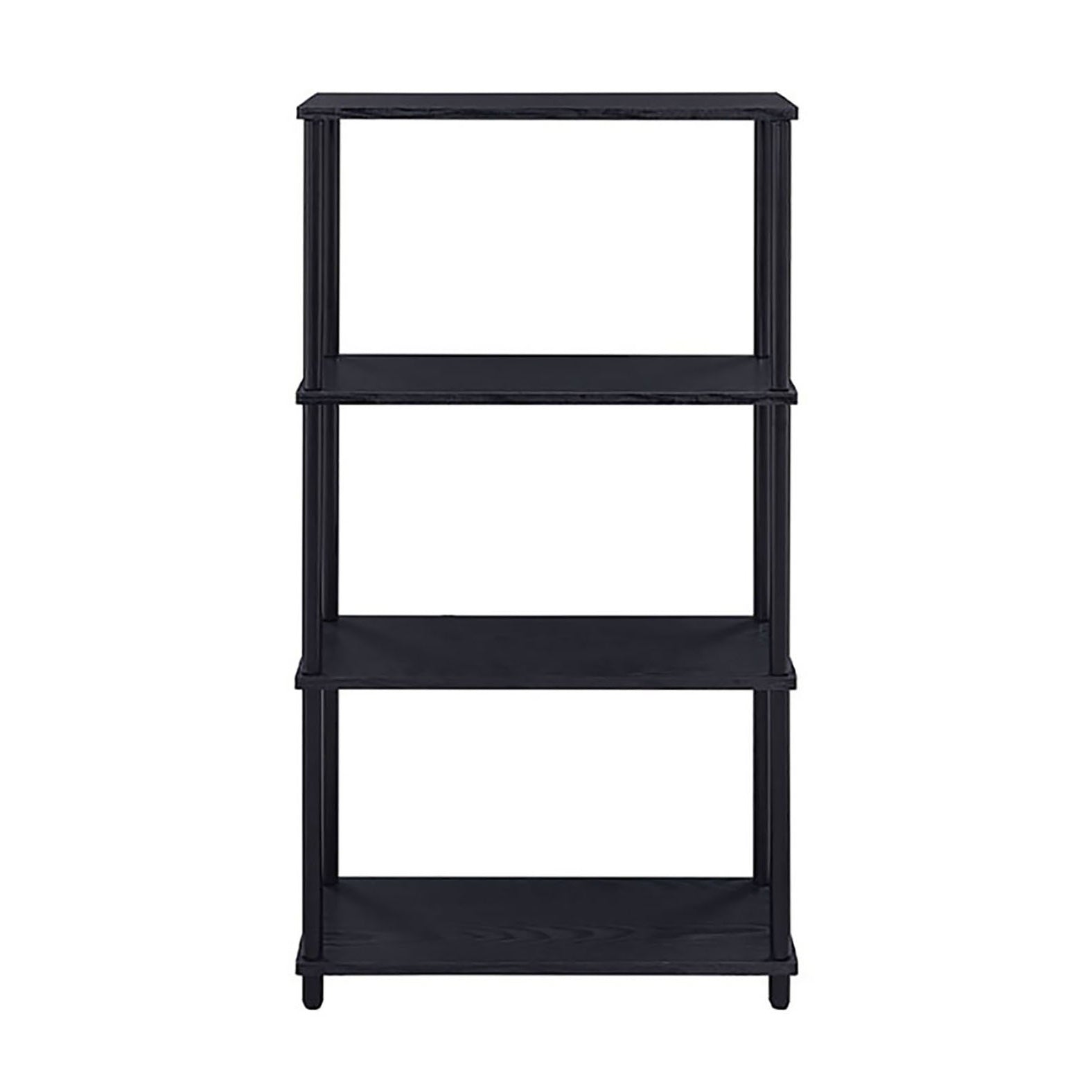 Black Bookshelf With 4 Shelf 4 Black Etagere Horizontal Primary Living Space Wood Open Back Rustic Wood Metal